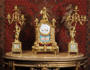 Antique Clock Set Sevres Porcelain and Ormolu