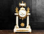 Antique French White Marble and Ormolu Portico Clock