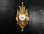 Large Antique French Gilt Bronze Gothic Cartel Wall Clock