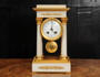 Antique French Small Marble and Ormolu Portico Clock by Vincenti
