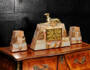 Art Deco specimen Marble Clock Set - Greyhound