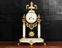 Japy Freres Ormolu and White Marble Antique French Portico Clock 3550